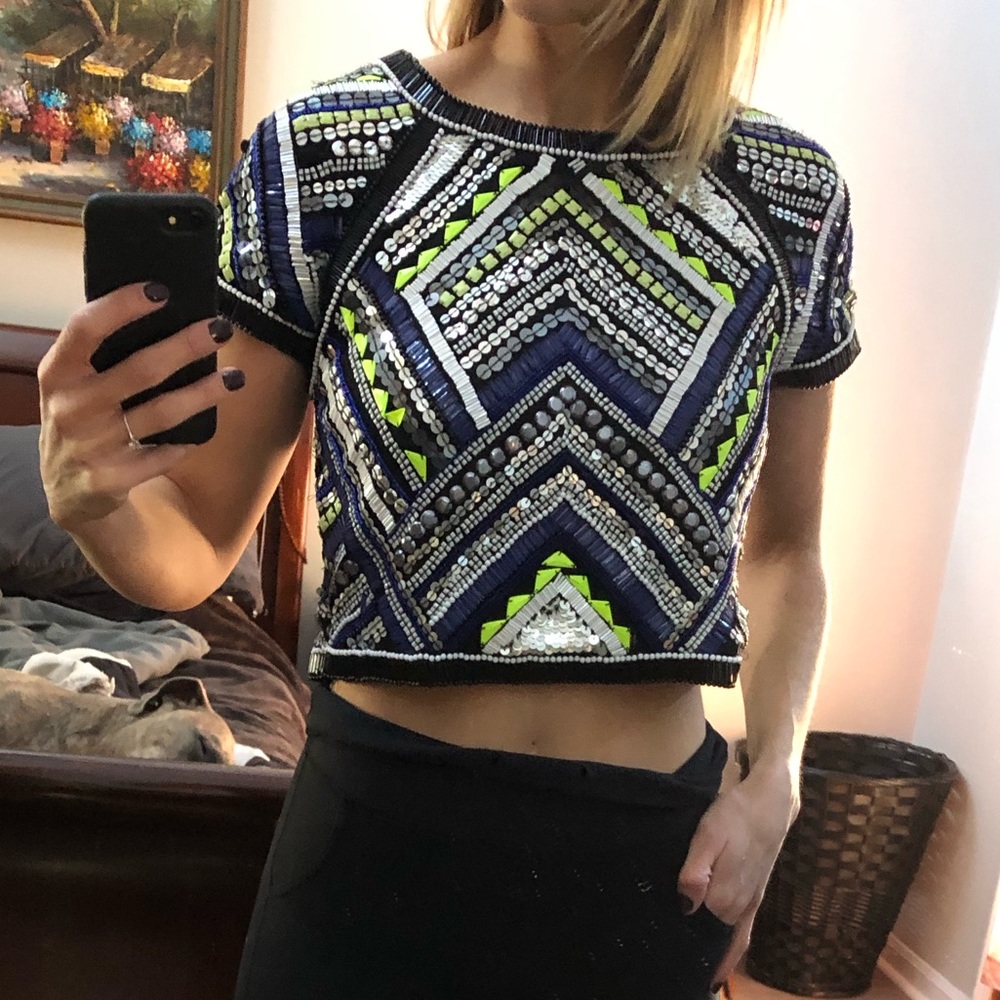 Parker Sequin crop top, size Medium